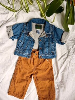 GAP Baby Blue Denim Jacket with Grey Jersey Lining